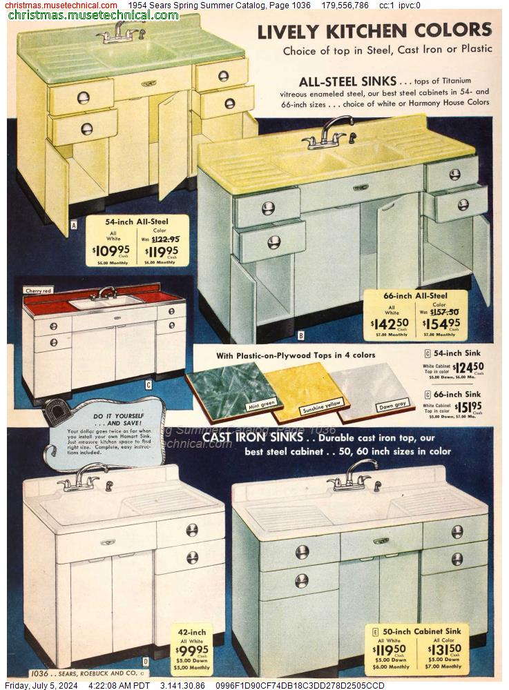 1954 Sears Spring Summer Catalog, Page 1036