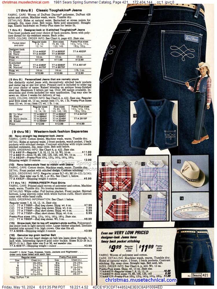 1981 Sears Spring Summer Catalog, Page 421