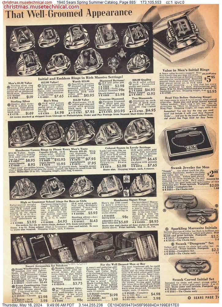 1940 Sears Spring Summer Catalog, Page 885