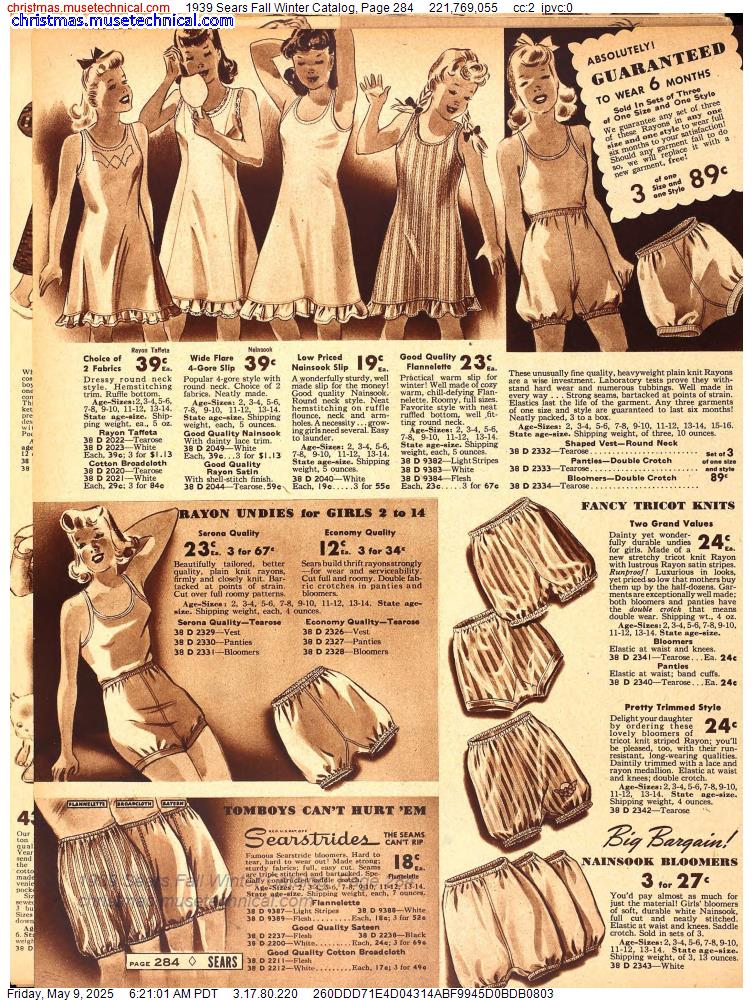 1939 Sears Fall Winter Catalog, Page 284