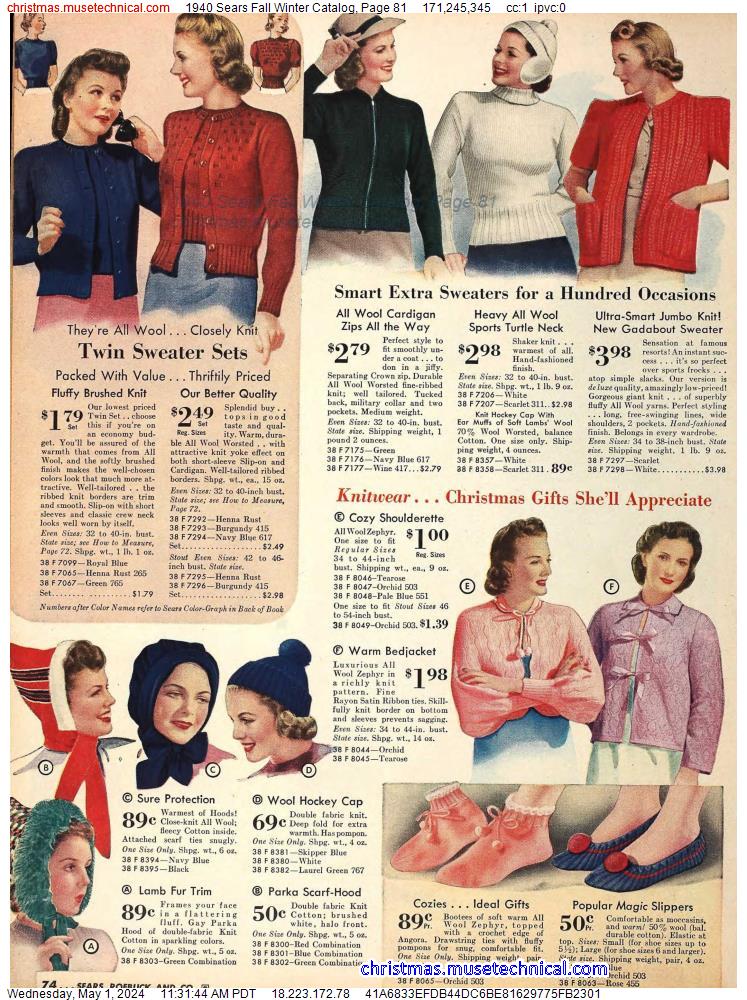 1940 Sears Fall Winter Catalog, Page 81