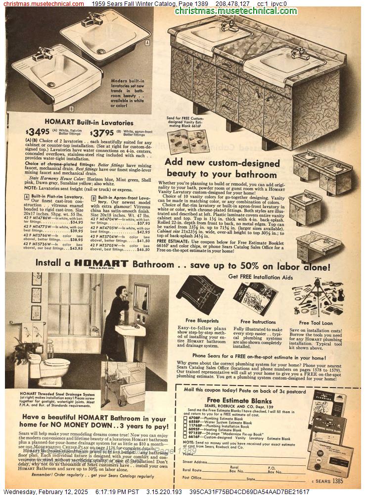 1959 Sears Fall Winter Catalog, Page 1389