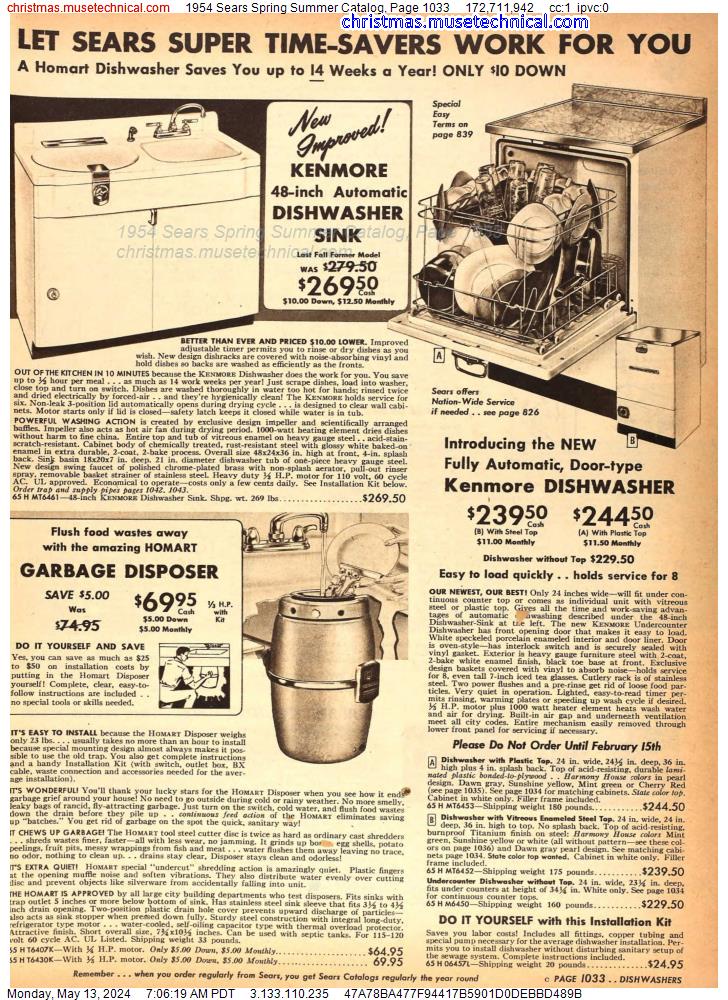 1954 Sears Spring Summer Catalog, Page 1033