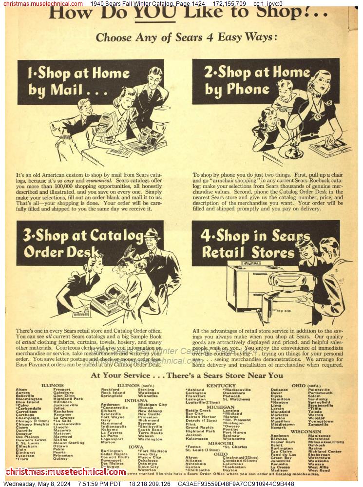 1940 Sears Fall Winter Catalog, Page 1424