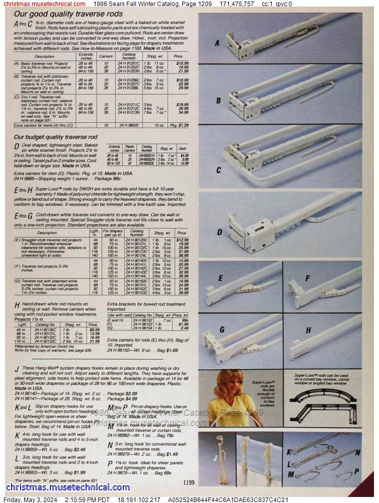 1986 Sears Fall Winter Catalog, Page 1209