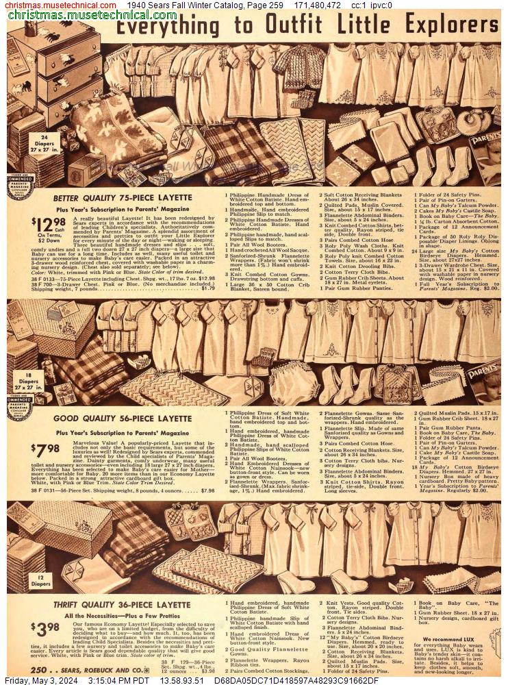 1940 Sears Fall Winter Catalog, Page 259