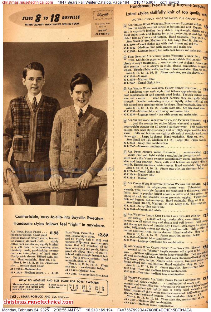 1947 Sears Fall Winter Catalog, Page 164