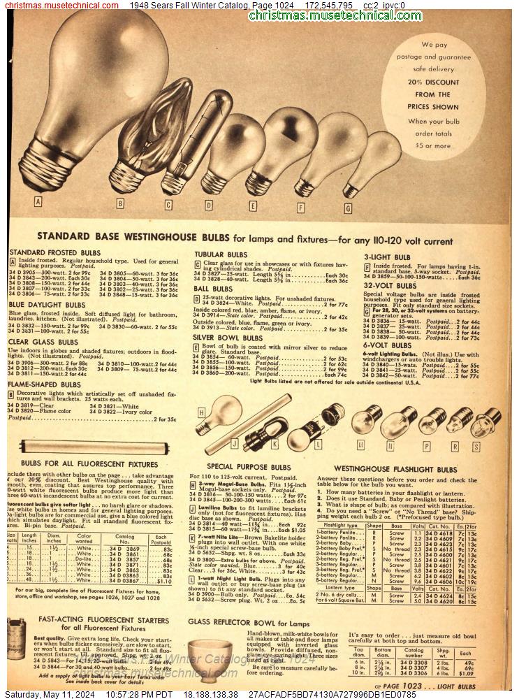 1948 Sears Fall Winter Catalog, Page 1024