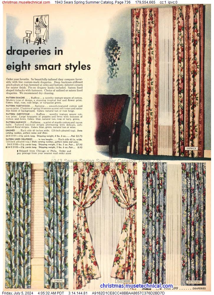 1943 Sears Spring Summer Catalog, Page 736