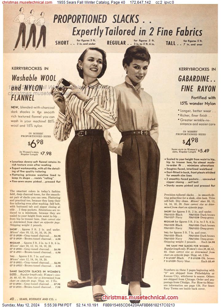 1955 Sears Fall Winter Catalog, Page 40
