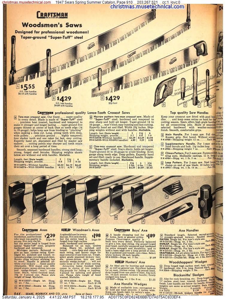 1947 Sears Spring Summer Catalog, Page 910