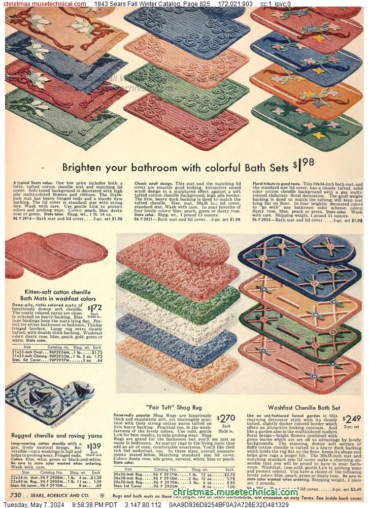 1943 Sears Fall Winter Catalog, Page 825