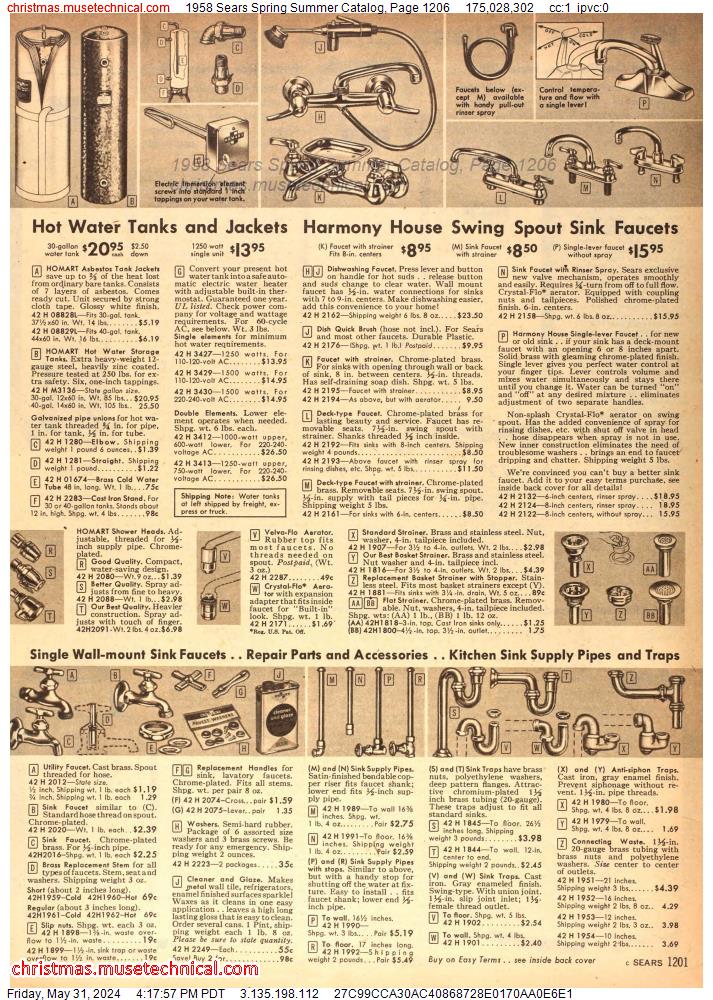 1958 Sears Spring Summer Catalog, Page 1206