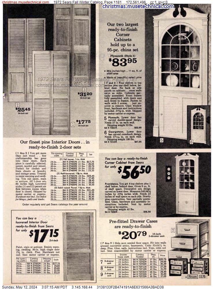1972 Sears Fall Winter Catalog, Page 1181