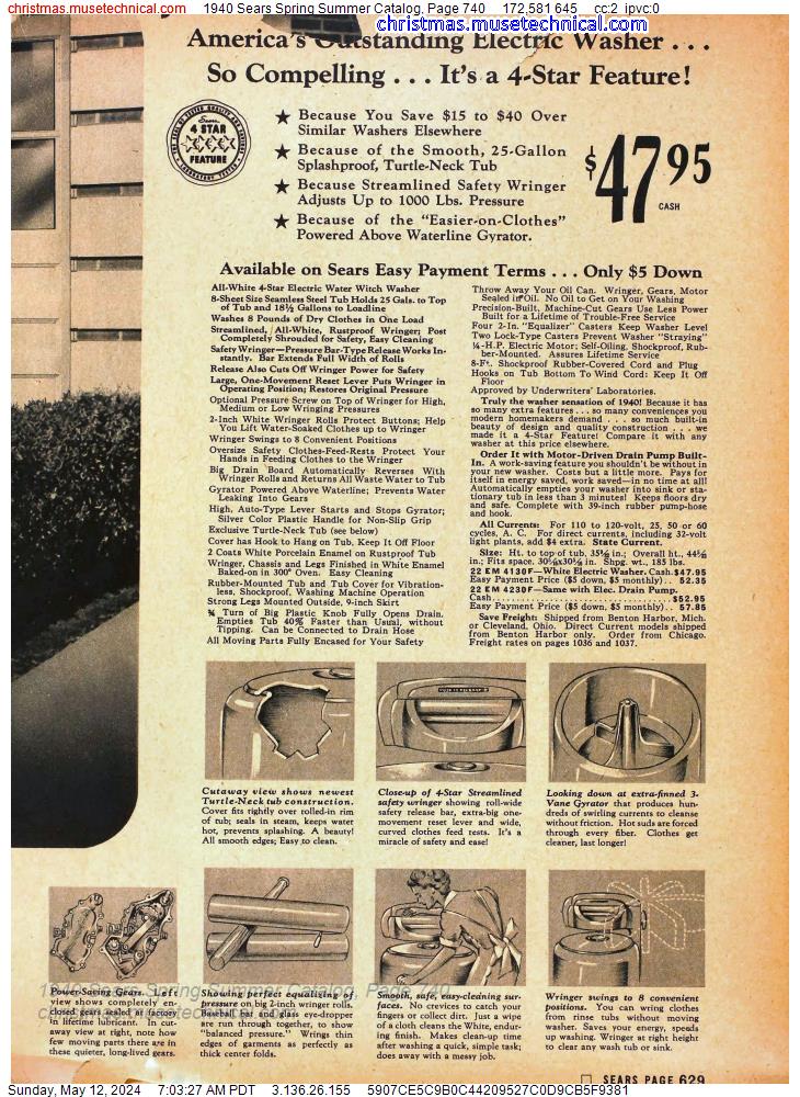 1940 Sears Spring Summer Catalog, Page 740