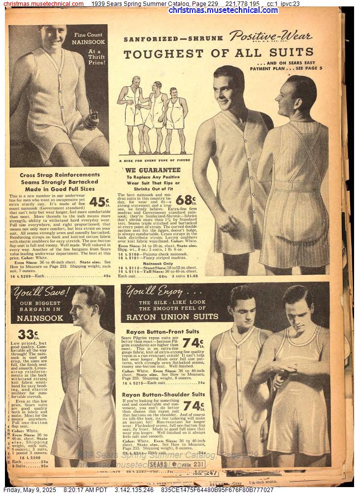 1939 Sears Spring Summer Catalog, Page 229