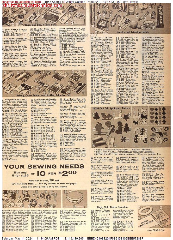 1957 Sears Fall Winter Catalog, Page 223