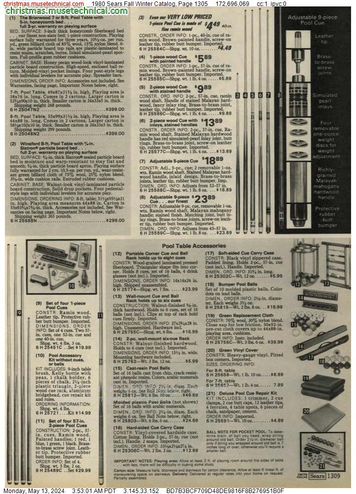 1980 Sears Fall Winter Catalog, Page 1305
