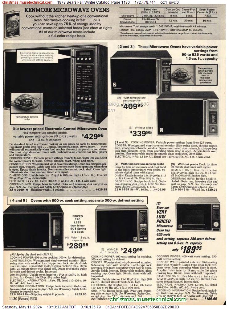 1978 Sears Fall Winter Catalog, Page 1130