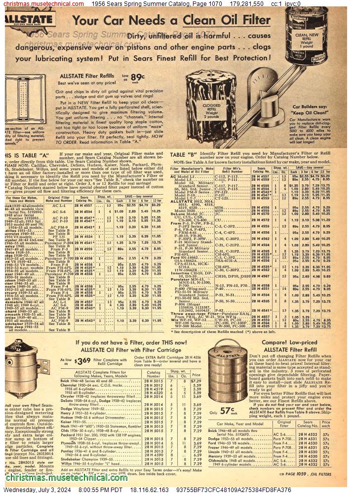 1956 Sears Spring Summer Catalog, Page 1070