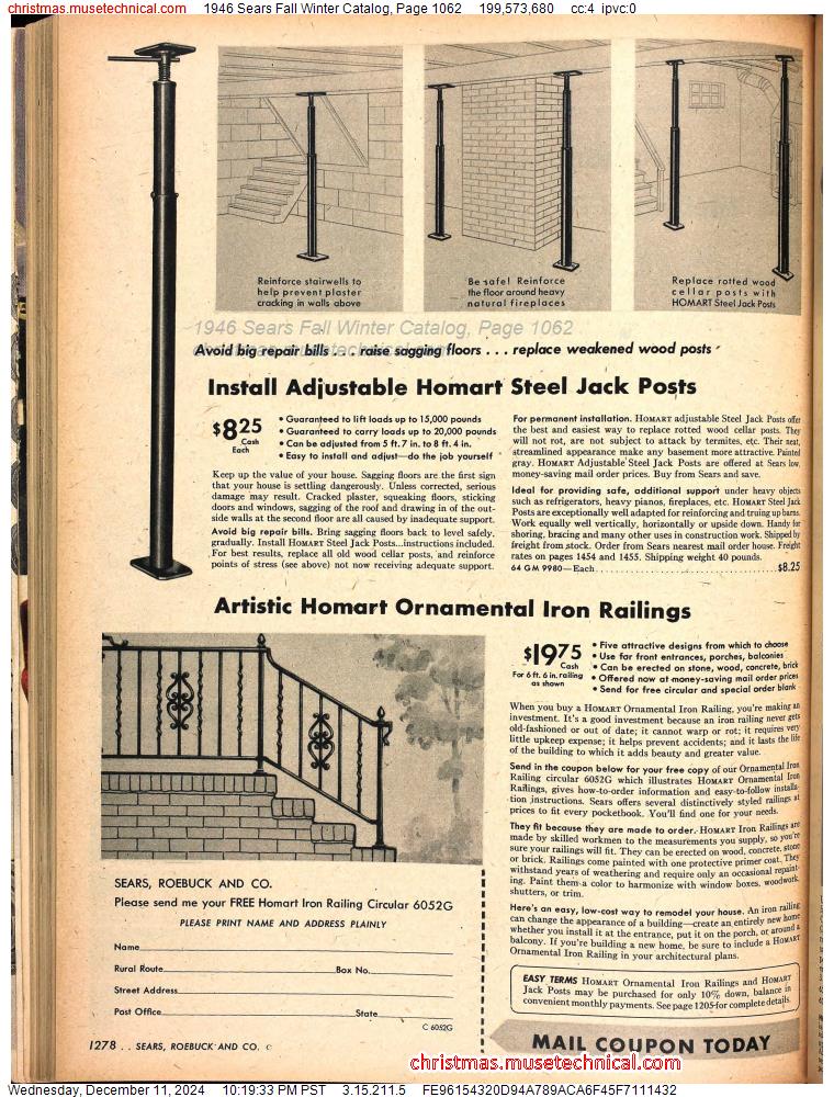 1946 Sears Fall Winter Catalog, Page 1062