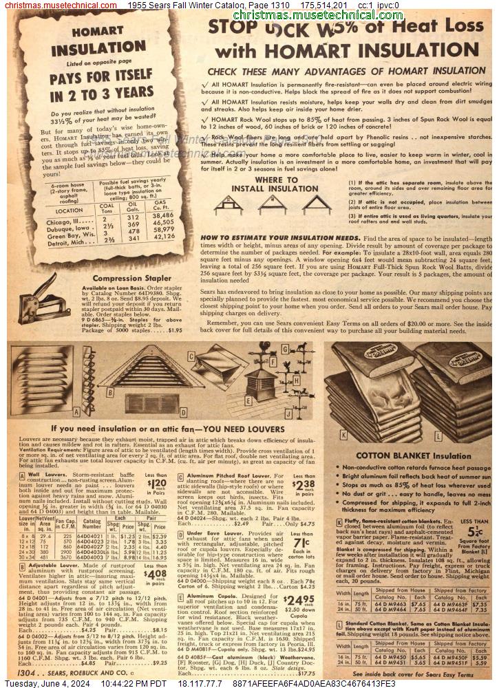 1955 Sears Fall Winter Catalog, Page 1310