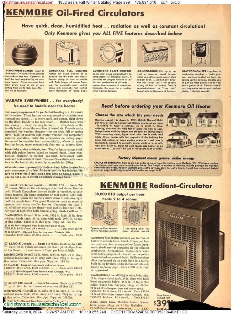 1952 Sears Fall Winter Catalog, Page 899