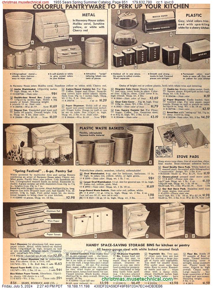 1955 Sears Spring Summer Catalog, Page 851