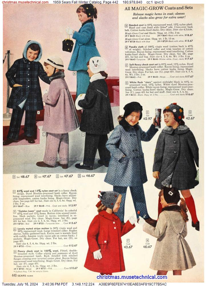 1959 Sears Fall Winter Catalog, Page 442