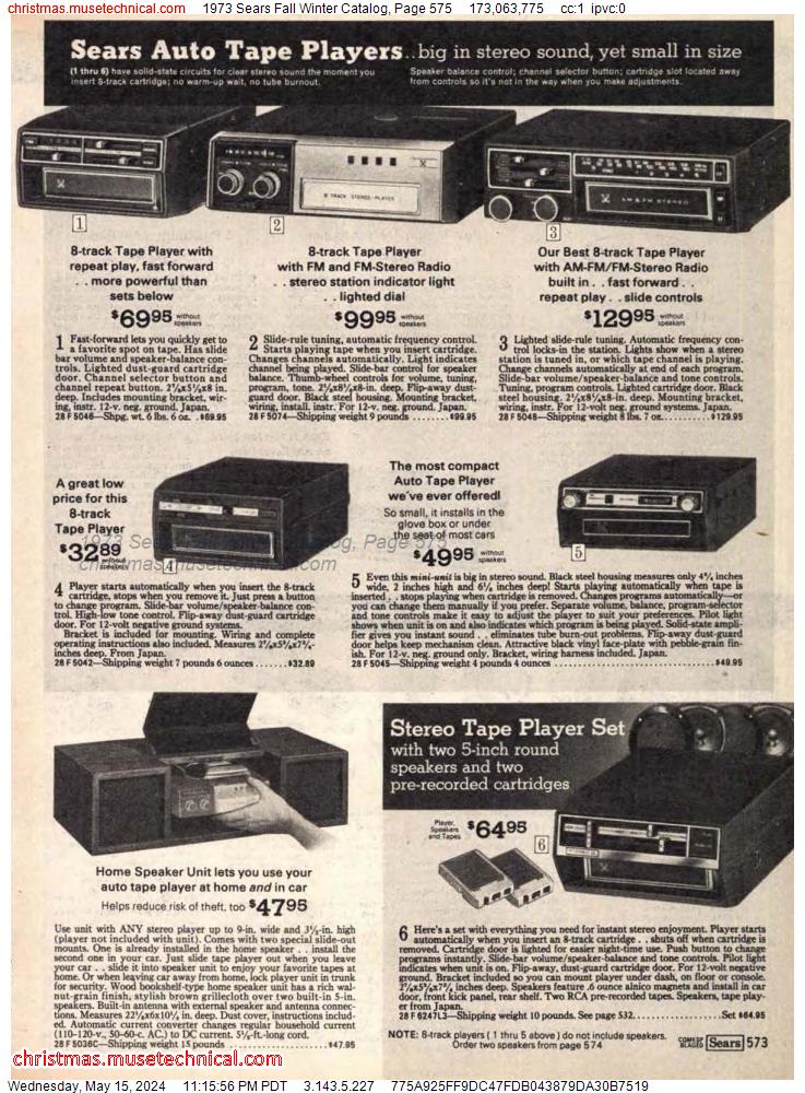 1973 Sears Fall Winter Catalog, Page 575