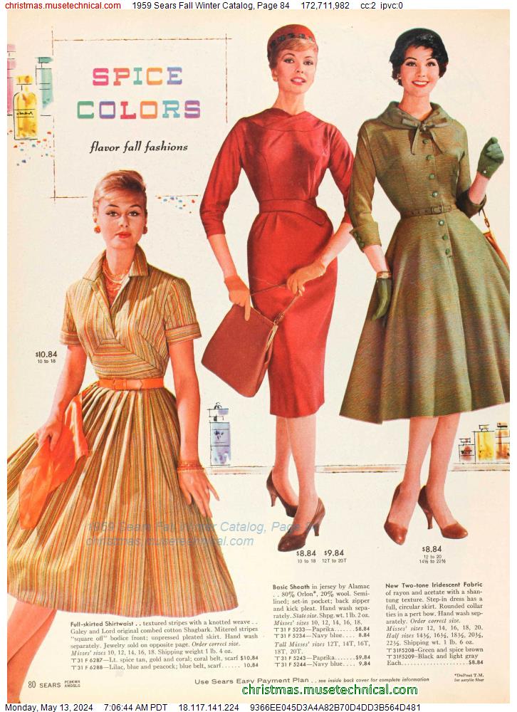 1959 Sears Fall Winter Catalog, Page 84