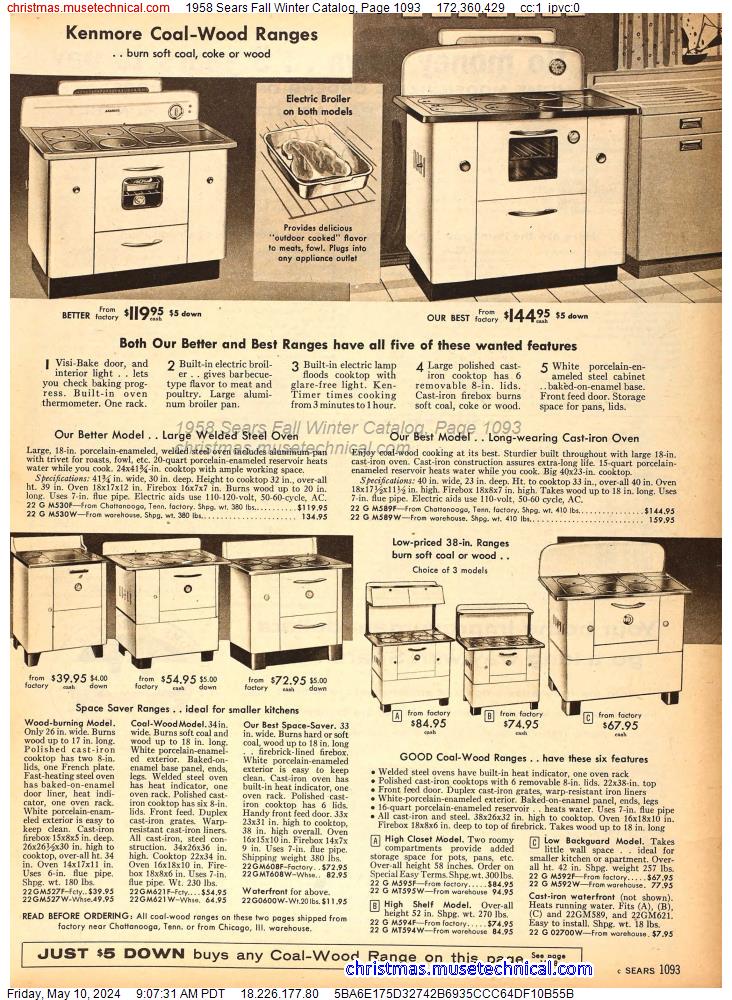 1958 Sears Fall Winter Catalog, Page 1093