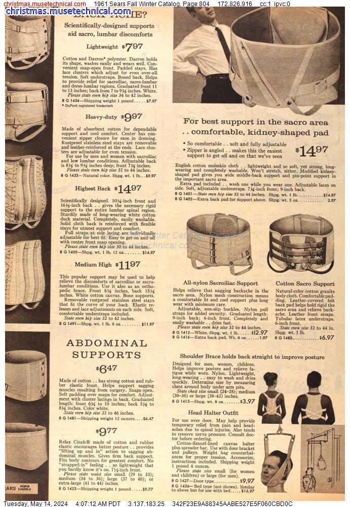 1961 Sears Fall Winter Catalog, Page 804