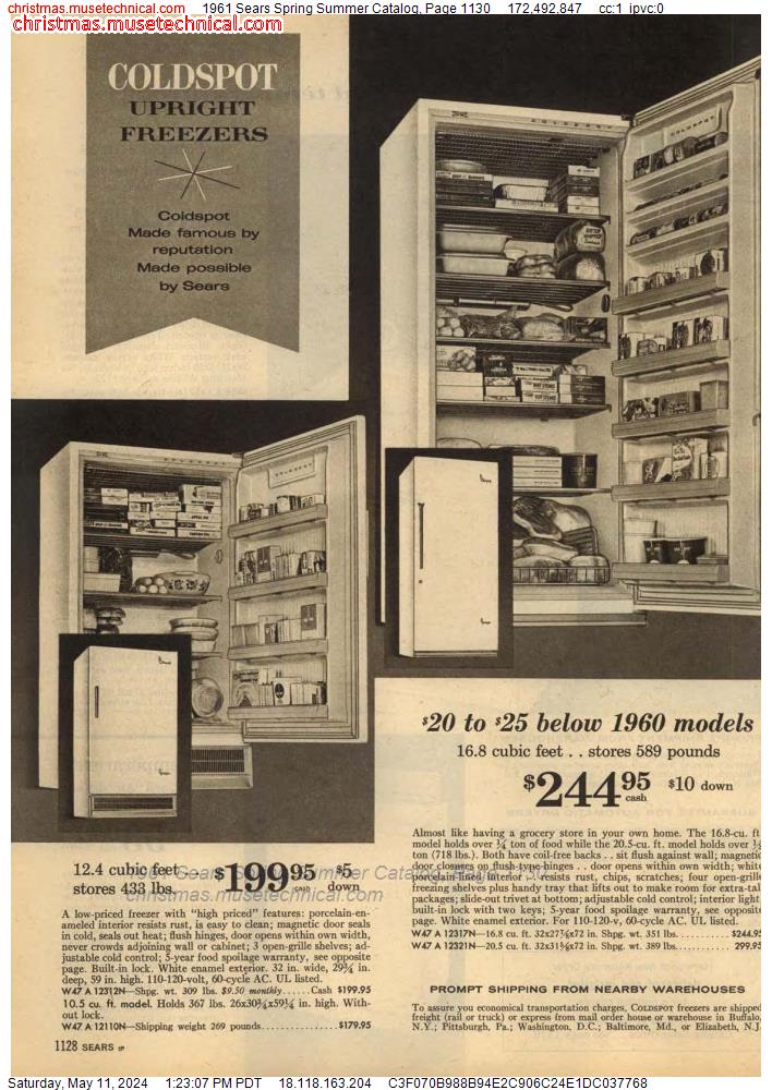 1961 Sears Spring Summer Catalog, Page 1130
