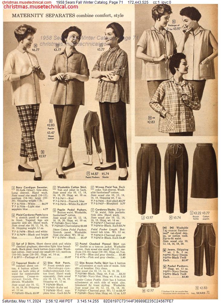 1958 Sears Fall Winter Catalog, Page 71