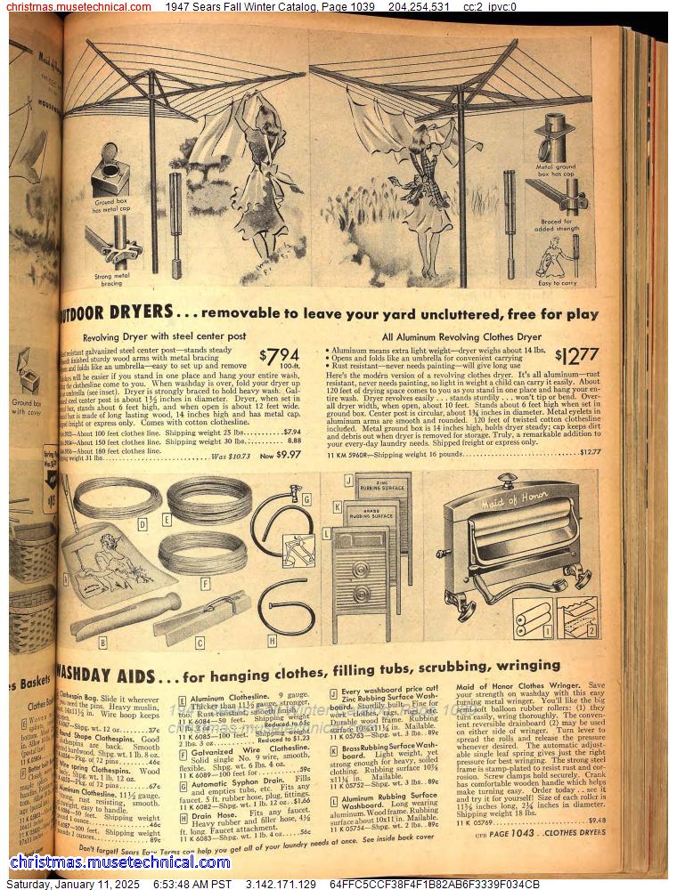 1947 Sears Fall Winter Catalog, Page 1039