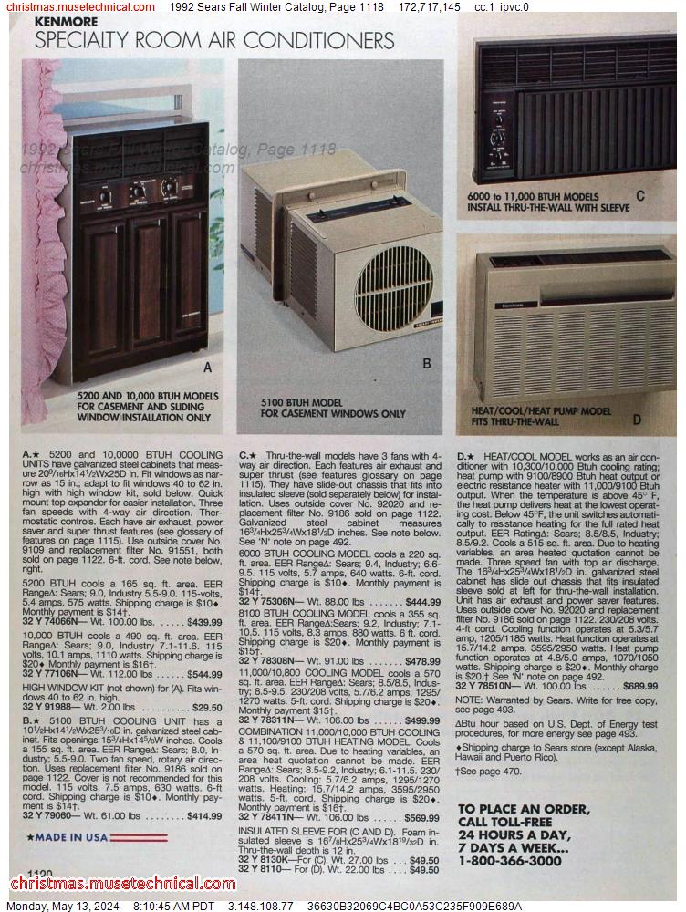 1992 Sears Fall Winter Catalog, Page 1118