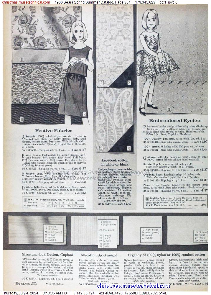1966 Sears Spring Summer Catalog, Page 361