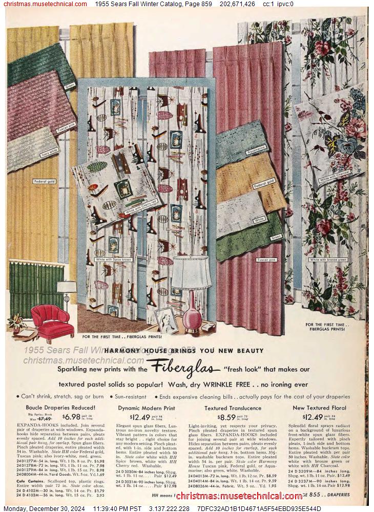 1955 Sears Fall Winter Catalog, Page 859