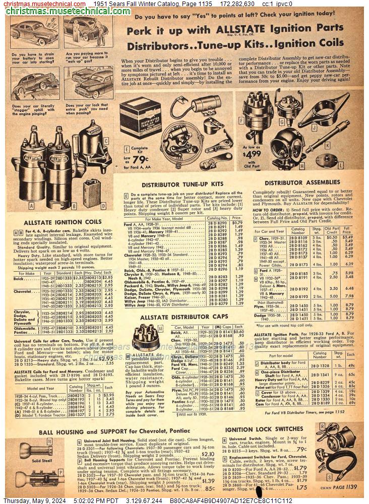 1951 Sears Fall Winter Catalog, Page 1135