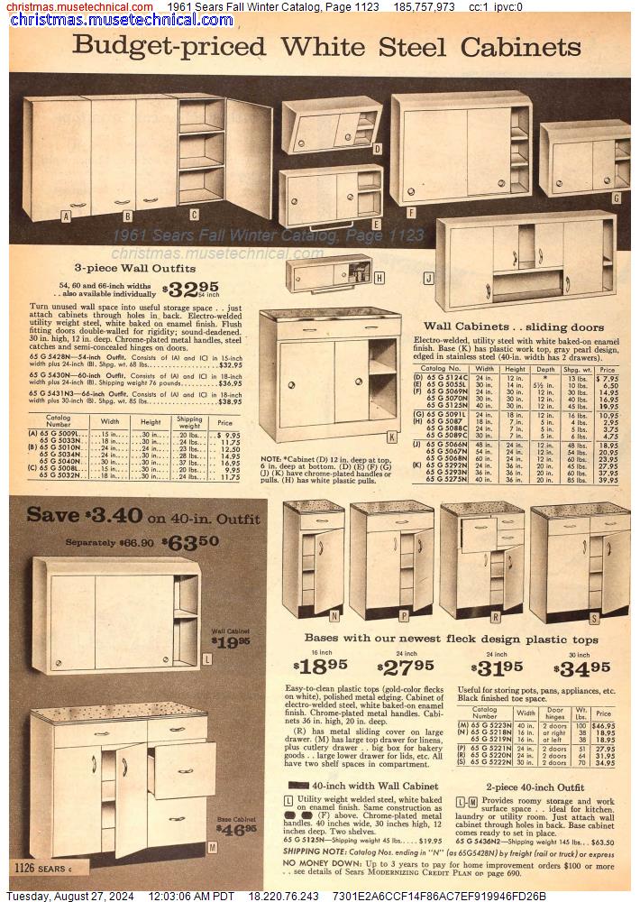 1961 Sears Fall Winter Catalog, Page 1123