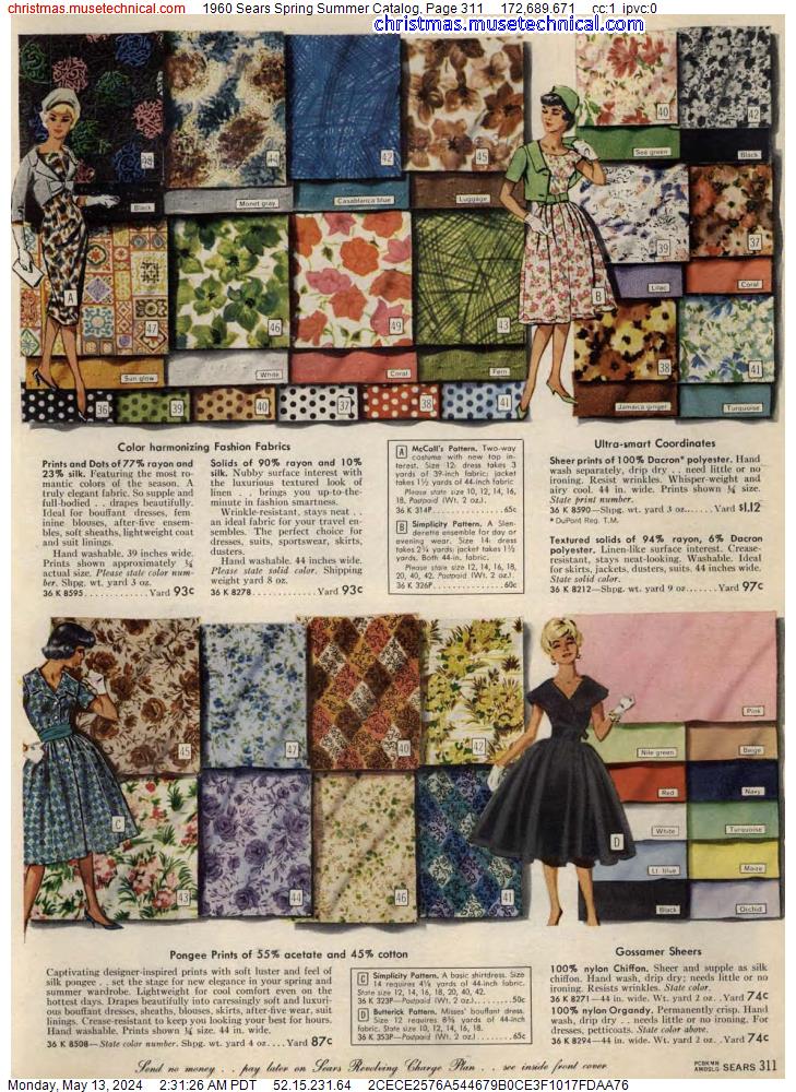 1960 Sears Spring Summer Catalog, Page 311