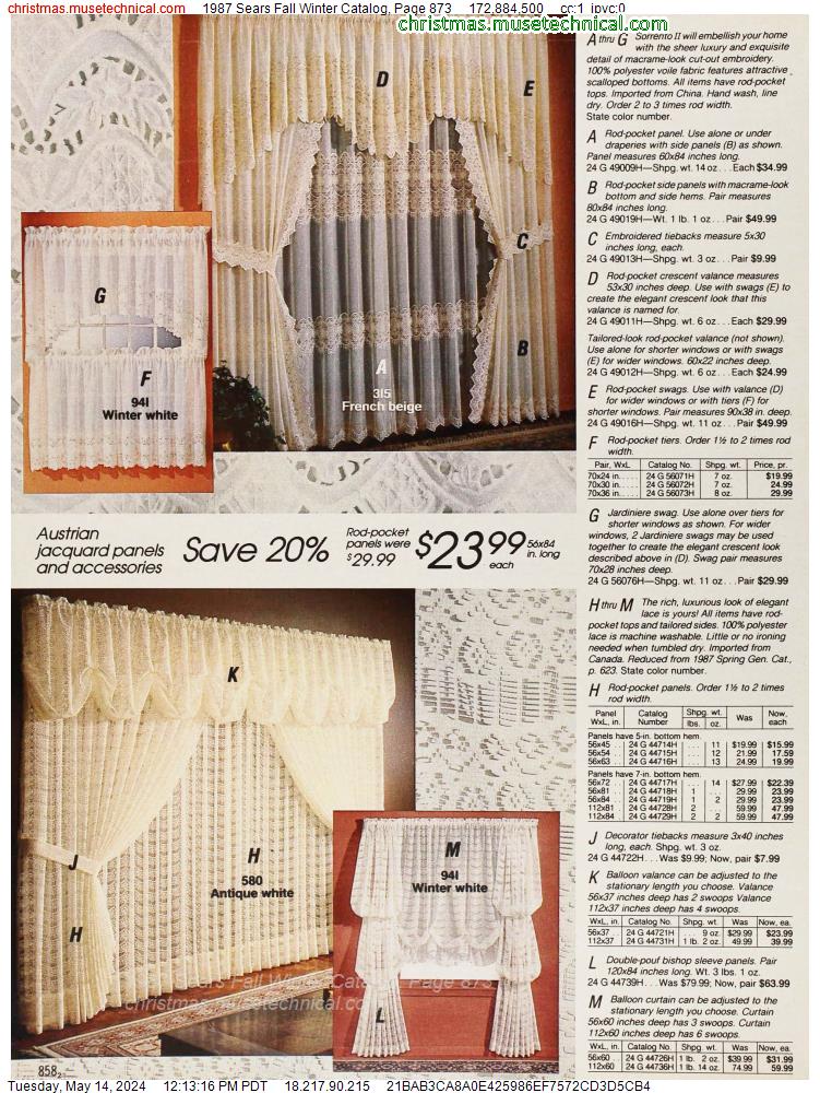 1987 Sears Fall Winter Catalog, Page 873