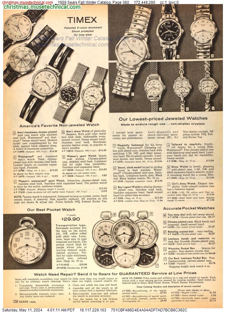 1959 Sears Fall Winter Catalog, Page 360