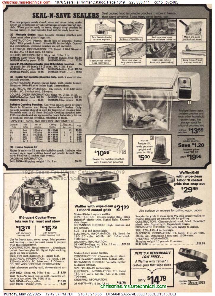 1976 Sears Fall Winter Catalog, Page 1019