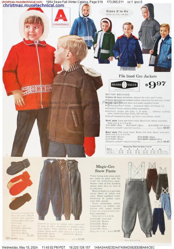 1964 Sears Fall Winter Catalog, Page 519