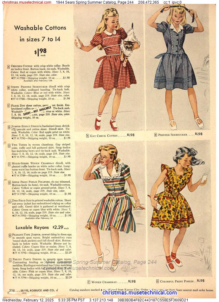 1944 Sears Spring Summer Catalog, Page 244