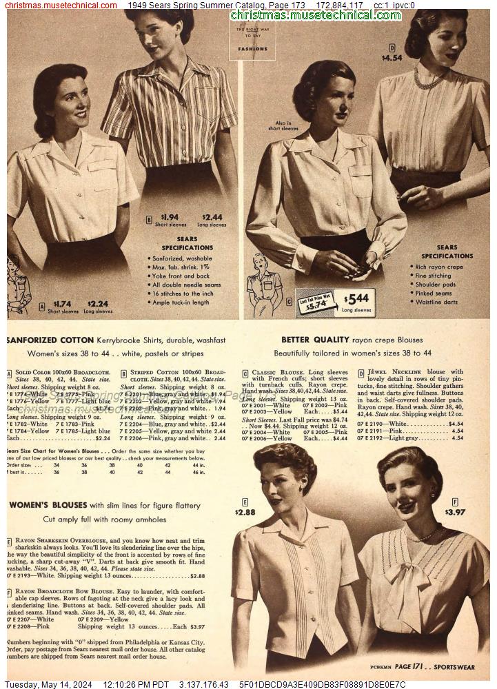 1949 Sears Spring Summer Catalog, Page 173