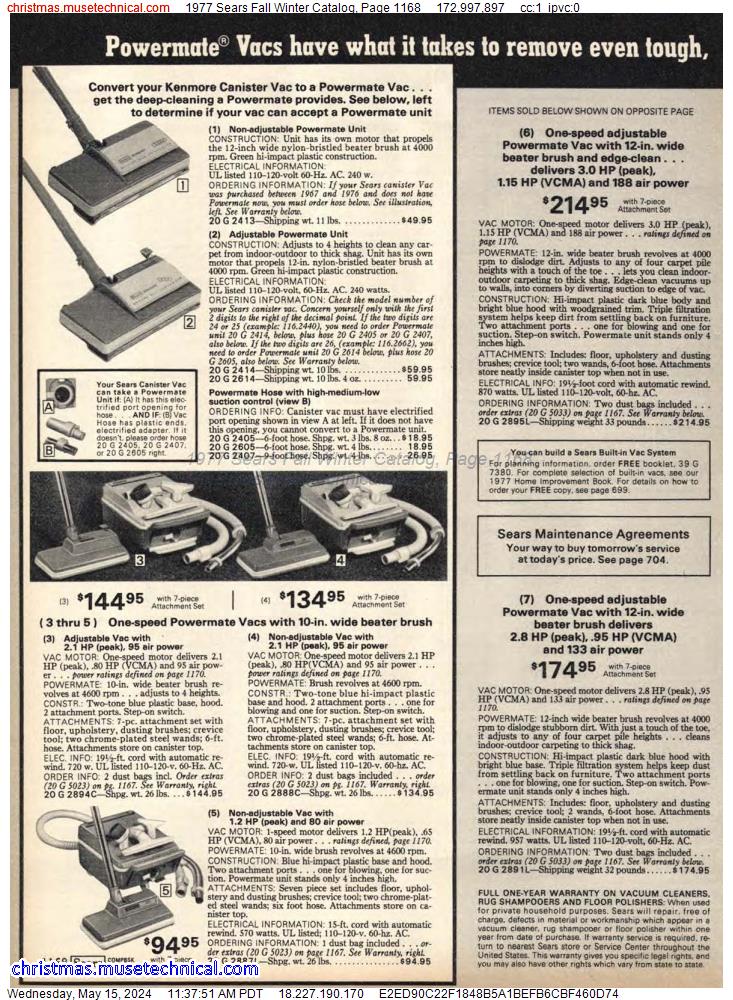 1977 Sears Fall Winter Catalog, Page 1168