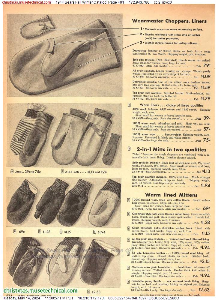 1944 Sears Fall Winter Catalog, Page 491